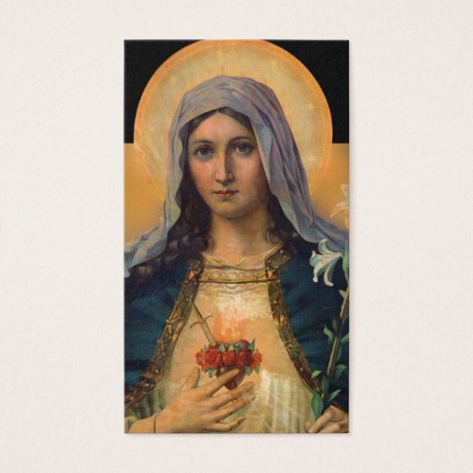 Gebed Kaarten | Antiek Onbevlekte Hart Maria Visitekaartjes (Voorkant)