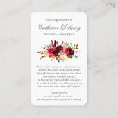 Gebed Kaarten | Bloemen Bordo & Cross Visitekaartje (Achterkant)