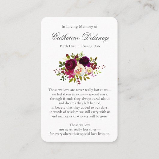 Gebed Kaarten | Deep Pink Rose Visitekaartje (Achterkant)