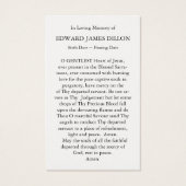 Gebed Kaarten | Feest van de Heilige Familie Visitekaartje (Achterkant)