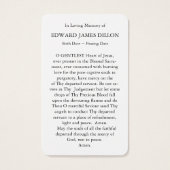 Gebed Kaarten | Feest van de Heilige Familie Visitekaartje (Achterkant)