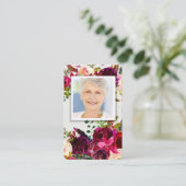 Gebed Kaarten | Floral Bordo Foto - Deluxe Visitekaartje (Staand voorkant)