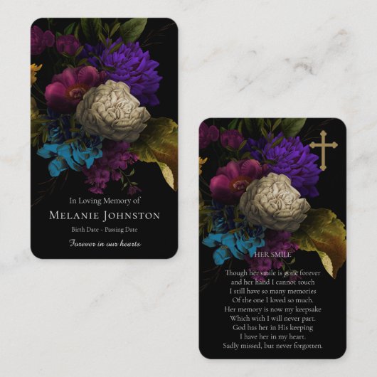 Gebed Kaarten | Gekoesterde bloemen Deluxe Visitekaartje (Voorkant / Achterkant)