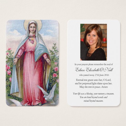 Gebed Kaarten |  Hart Maria Visitekaartje (Voorkant /achterkant)