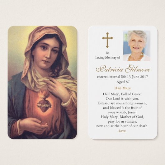Gebed Kaarten | Hart van Maria 1 Visitekaartje (Voorkant /achterkant)