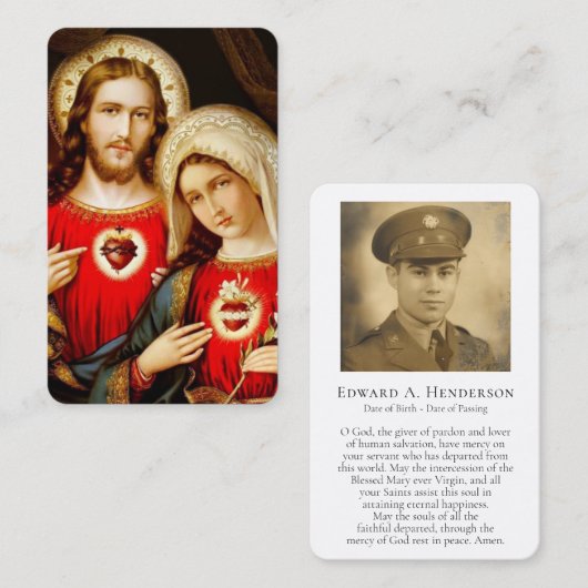 Gebed Kaarten | Heilige harten Visitekaartje (Voorkant / Achterkant)