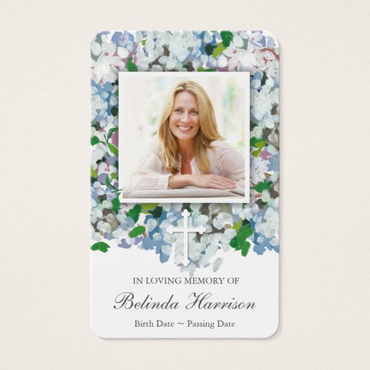 Gebed Kaarten | Hydrangea en kruis Visitekaartje (Voorkant)