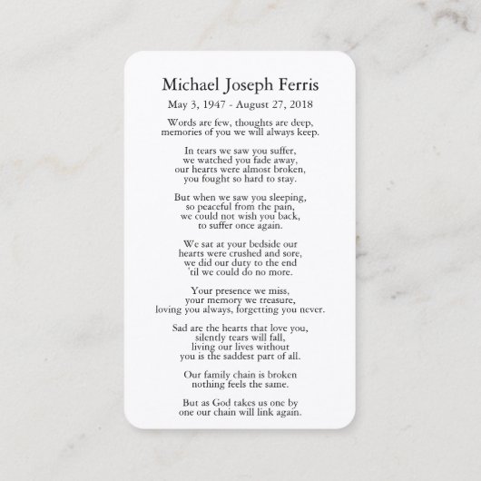 Gebed Kaarten | Lone Tree 3 - Deluxe Visitekaartje (Achterkant)