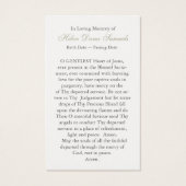 Gebed Kaarten | Maagd en Kind Visitekaartjes (Achterkant)