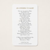 Gebed Kaarten | Maria & Baby Jezus Visitekaartjes (Achterkant)