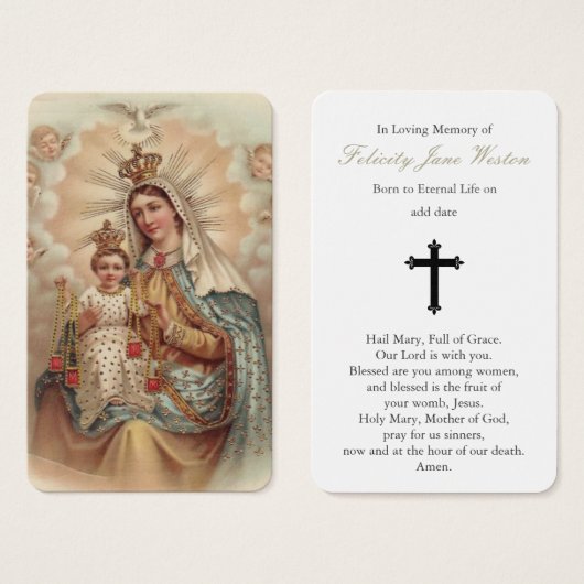 Gebed Kaarten | Mary huilt niet Visitekaartje (Voorkant /achterkant)