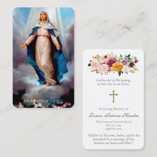 Gebed Kaarten | Onze-Lieve-Vrouw Deluxe Visitekaartje (Voorkant / Achterkant)