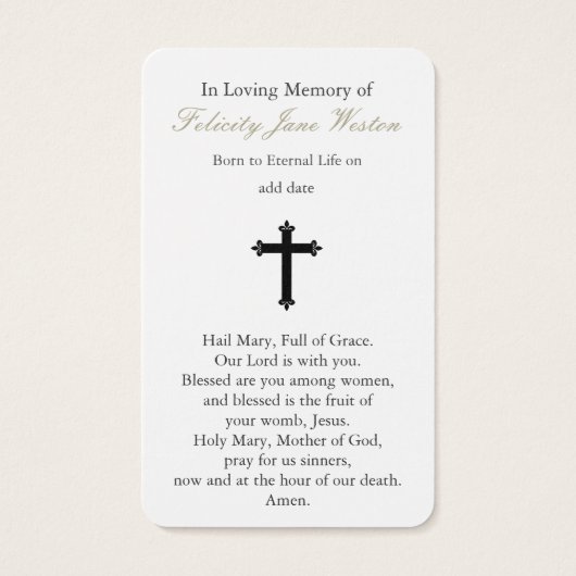 Gebed Kaarten | Onze-Lieve-Vrouw Mt Carmel Visitekaartje (Achterkant)