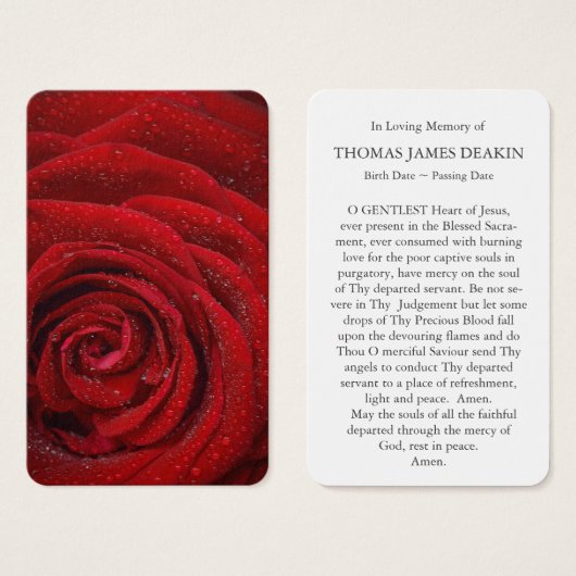 Gebed Kaarten | Red Rose Visitekaartje (Voorkant /achterkant)