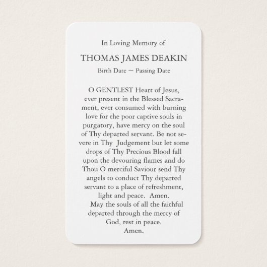 Gebed Kaarten | Red Rose Visitekaartje (Achterkant)