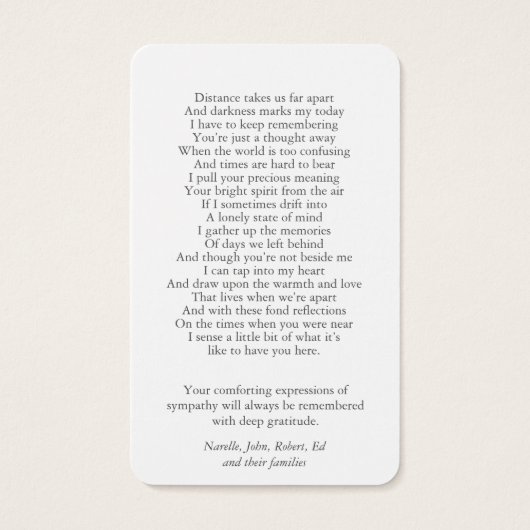 Gebed Kaarten |  roze pioen Visitekaartje (Achterkant)