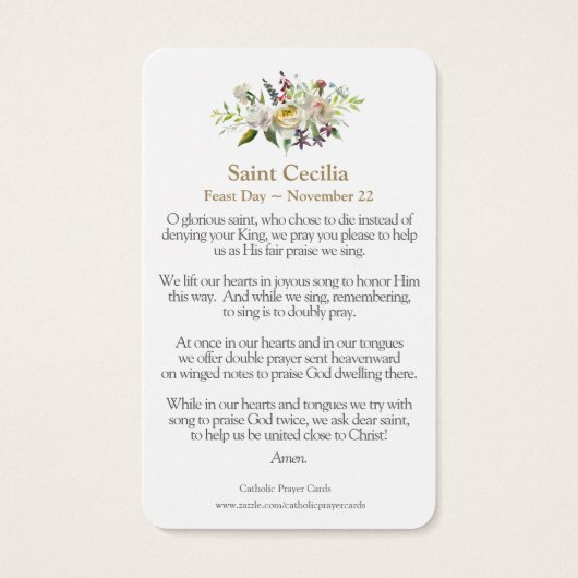 Gebed Kaarten | Sint-Cecilia 1 Visitekaartjes (Achterkant)