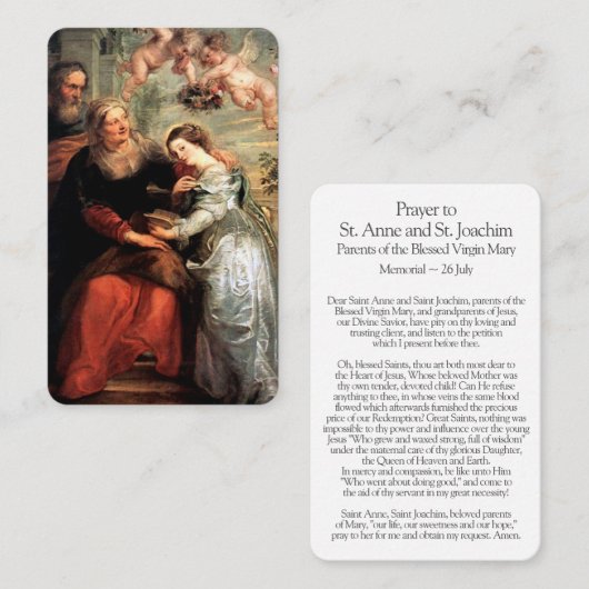 Gebed Kaarten | St Anne & St Joachim Visitekaartje (Voorkant / Achterkant)