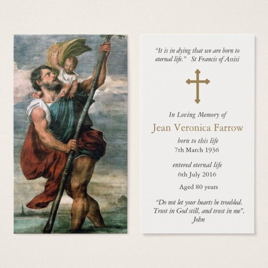 Gebed Kaarten | St Christopher Visitekaartje (Voorkant /achterkant)