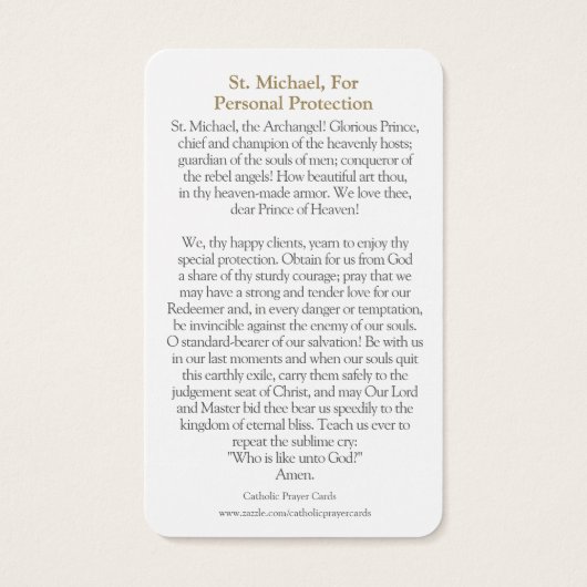 Gebed Kaarten | St. Michael 1 Visitekaartjes (Achterkant)
