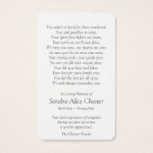 Gebed Kaarten | Vreedzaam bos Visitekaartje (Achterkant)