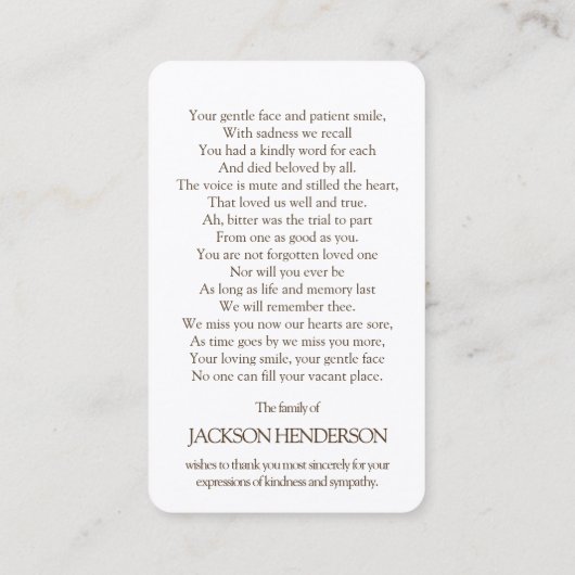 Gebed Kaarten | Winter Tree Deluxe Visitekaartje (Achterkant)