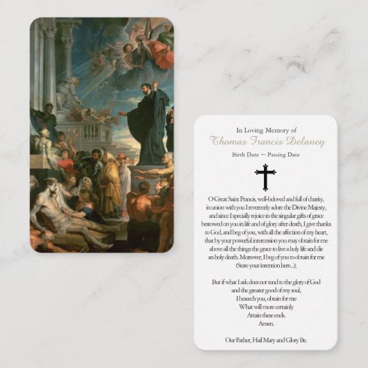 Gebed Kaarten | Wonderen St Francis Xavier Visitekaartje (Voorkant / Achterkant)