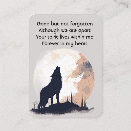 Gebed Lone Wolf Howling Dier Visitekaartje (Achterkant)