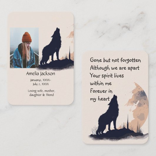 Gebed Lone Wolf Howling Dier Visitekaartje (Voorkant / Achterkant)
