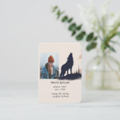 Gebed Lone Wolf Howling Dier Visitekaartje (Staand voorkant)