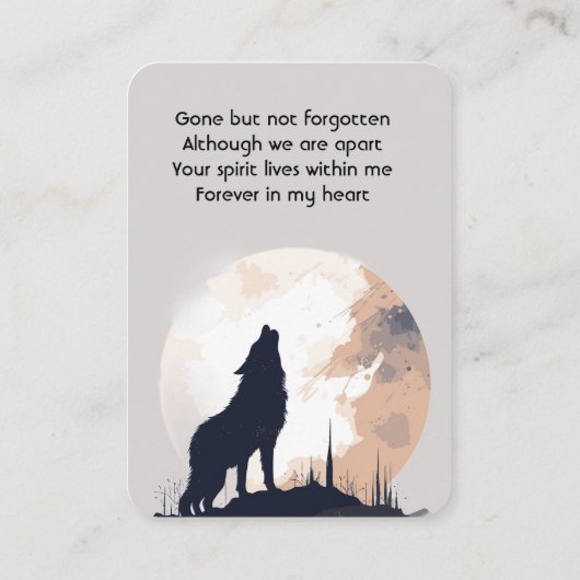 Gebed Lone Wolf Howling Dier Visitekaartje (Achterkant)
