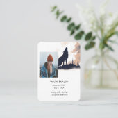 Gebed Lone Wolf Howling Dier Visitekaartje (Staand voorkant)