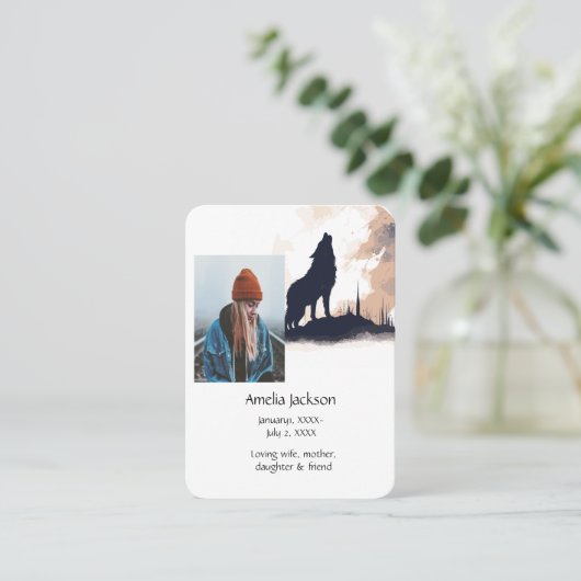 Gebed Lone Wolf Howling Dier Visitekaartje (Staand voorkant)