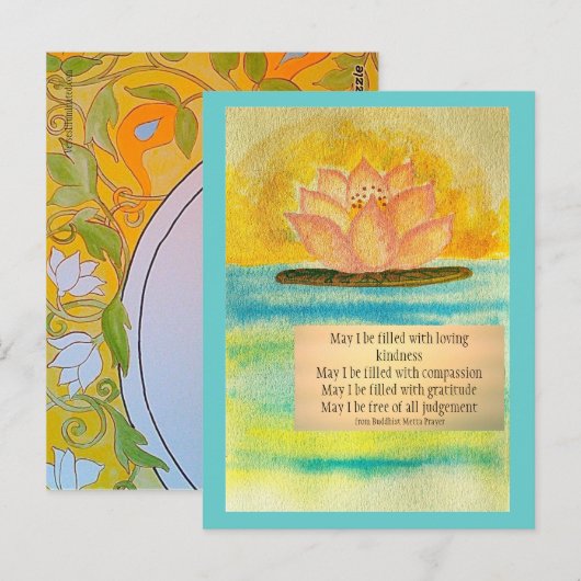 Gebed Metta van de Kaart van de meditatie het (Voorkant / Achterkant)