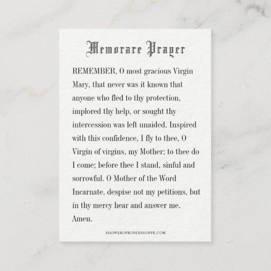 Gebed Moeder Mary Snow Fireweed Alaska Informatiekaartje (Achterkant)