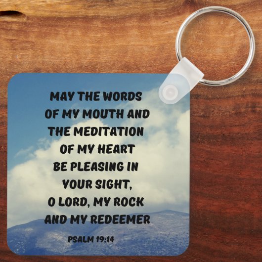 Gebed om altijd God te behagen Psalm 19:14 Bijbelv Sleutelhanger (Achterkant)