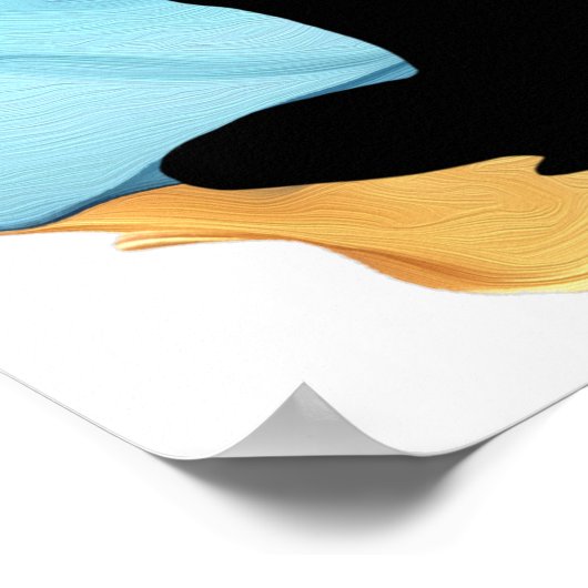 Gebed Pose Yoga vrouw Blauw Goud rommelig broodje Poster (Hoek)