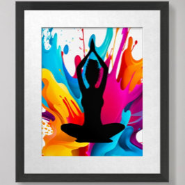 Gebed Pose Yoga vrouw krullend haar Spirituele kle Poster