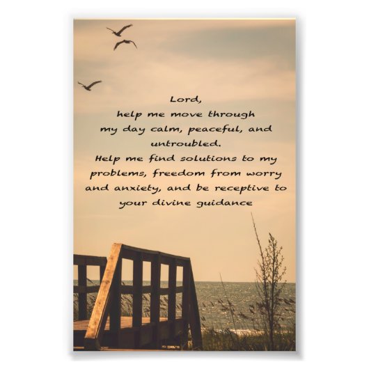 Gebed Sereniteit Vredesbegeleiding Zonnig Zeegezic Foto Afdruk (Voorkant)