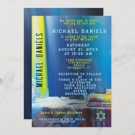 Gebed Shawls uitnodiging (Voorkant / Achterkant)