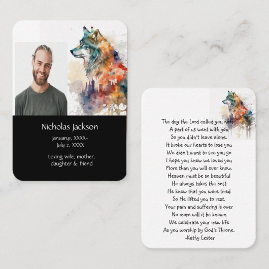 Gebed Stad Wolf Natuur Dier Visitekaartje (Voorkant / Achterkant)