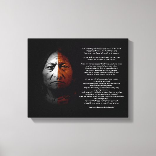 Gebed tot de Grote Geest, "Sitting Bull" citaat Canvas Afdruk (Voorkant)