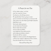 Gebed tot Sint Franciscus van Assisi voor Huisdier Visitekaartje (Achterkant)