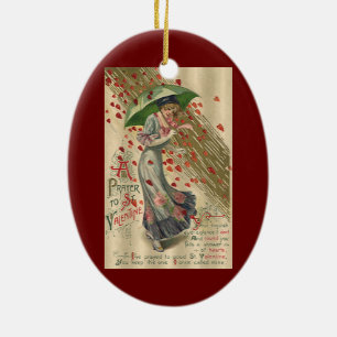 Gebed tot Sint-Valentinus, Vintage Victoriaanse Da Keramisch Ornament