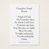 Gebed tot Uw beschermengel Heilige Kaart (Achterkant)