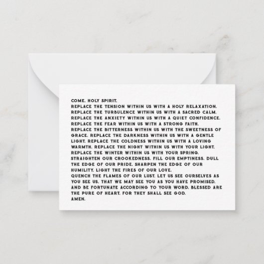 Gebed van de Heilige Geest Notitiekaartje (Achterkant)