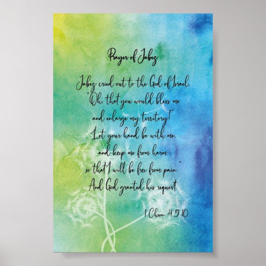 gebed van de Jabez-Waterverf met Dandelions Poster (Voorkant)