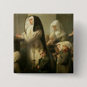 Gebed van de kinderen die lijden aan de ringworm vierkante button 5,1 cm