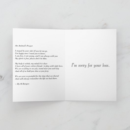 Gebed van een dier - wanneer een reis eindigt - kaart (Binnen)