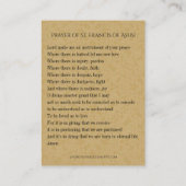 Gebed van Franciscus van Assisi Heilige Kaarten Visitekaartje (Achterkant)